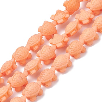 Synthetic Coral Beads Strands, Dyed, Tortoise, Orange, 15x12x7mm, Hole: 2mm, about 22pcs/strand, 11.5 inch