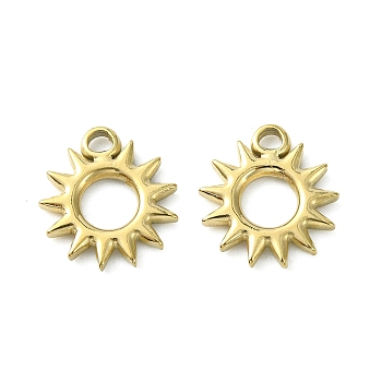 304 Stainless Steel Charms, Sun Charms, Real 14K Gold Plated, 12x11x1.6mm, Hole: 1.5mm