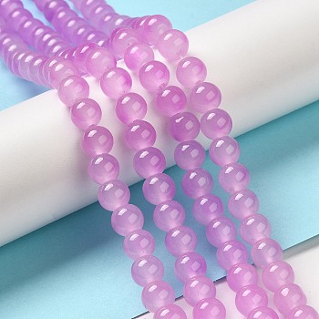 Baking Painted Imitation Jade Glass Round Bead Strands, Medium Orchid, 8.5~9mm, Hole: 1.5mm, about 105pcs/strand, 31.8 inch