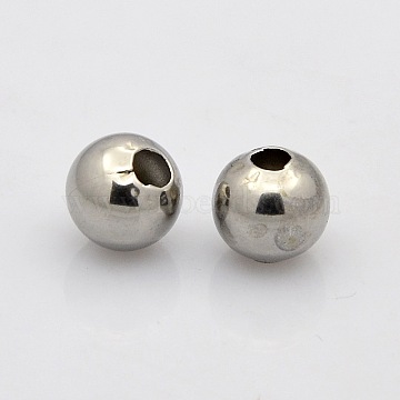 304 Stainless Steel Round Beads, Stainless Steel Color, 4mm, Hole: 1mm(STAS-N020-16-4mm)