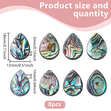 8Pcs Natural Abalone Shell/Paua Shell Beads(SHEL-HY0001-18)-2