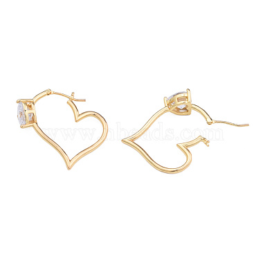 Boucles d'oreilles créoles coeur zircone cubique(EJEW-N011-76)-4