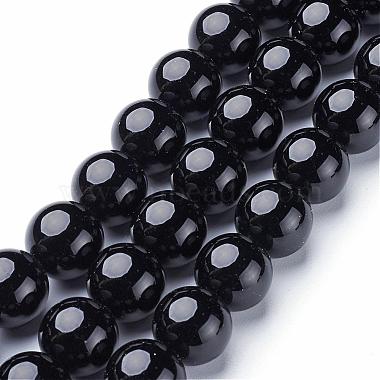 14mm Black Round Black Agate Beads
