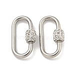 304 Stainless Steel Screw Carabiner Lock Charms, for Necklaces Making, Quick Links, with Polymer Clay Rhinestone, Oval, 21x10x2mm(STAS-C092-02B-P)