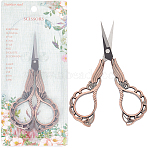 1Pc Stainless Steel Scissors, with Zinc Alloy Handle, Orchid Sewing Scissors, Red Copper, 113x53x7mm(AJEW-SC0002-99B-03)