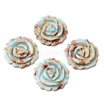 Synthetic Shoushan Stone Carved Pendants, Flower Charms, 34~34.5x6.5mm, Hole: 1.7mm(G-A294-02)