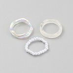 Acrylic Finger Rings for Women, White, 3~5.5mm,US Size 6(16.5mm~18.1mm)(RJEW-WH0031-04B)