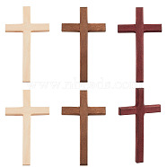 Elite 6Pcs 3 Colors Wooden Cross Wall Decoration, Hand Prayer Holding Cross, Religion, Mixed Color, 120x69.5x9.5mm, 2pcs/color(AJEW-PH0011-06)