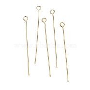 Brass Eye Pins, Lead Free & Cadmium Free, Real 24K Gold Plated, 40x3x0.7mm, Hole: 1.8mm(KK-H502-02G-G)