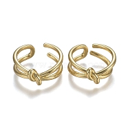 Adjustable Brass Cuff Rings, Open Rings, Long-Lasting Plated, Knot, Real 18K Gold Plated, US Size 6 1/2(16.9mm)(X-RJEW-Z001-02G)