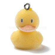 Resin Pendants, With Platinum Iron Loop, Duck Charms, Duck, 27x19.5x21mm, Hole: 2mm(RESI-Q007-01G)