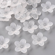 Frosted Acrylic Bead Caps, 5-Petal, Flower, White, 19.5x20x5.5mm, Hole: 1.6mm, about 740pcs/500g(MACR-S371-08A-701)