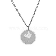 Non-Tarnish Stainless Steel 12 Constellation Pendant Necklaces for Sweater, Stainless Steel Color, Sagittarius(FZ0908-11)