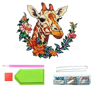 Giraffe Diamond Painting Kits, Including Acrylic Rhinestones Bag, Diamond Sticky Pen, Tray Plate, Metal Chain, Glue Clay and Canvas, Colorful, 150x150mm(PW-WGA08F4-01)