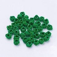 Nylon Cord Woven Beads, Round, Green, 6~6.5x4.5mm, Hole: 2.5mm, about 93~100pcs/bag(NWIR-F005-14H)