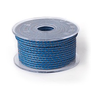 Braided Cowhide Cord, Leather Jewelry Cord, Jewelry DIY Making Material, Blue, 3mm, about 5.46 yards(5m)/roll(WL-I004-3mm-D-16)