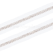 Polyester Ribbon, with Rhinestone, for Ornament Accessories, White, 1-3/8 inch(35mm)(OCOR-WH0066-13)