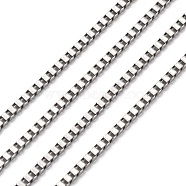 304 Stainless Steel Venetian Chains, Box Chain, Unwelded, Stainless Steel Color, 2.5x2.5mm(CHS-K001-34A)