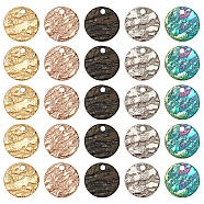 PandaHall Elite PVD Vacuum Plating 304 Stainless Steel Charms, Textured, Laser Cut, Flat Round, Mixed Color, 10.5x1mm, Hole: 8mm, 5 colors, 10pcs/color, 50pcs/box(STAS-PH0001-11)