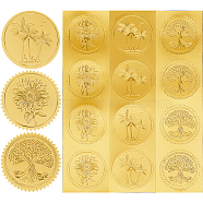 30 Sheets 3 Styles Self Adhesive Gold Foil Embossed Stickers, Medal Decoration Sticker, Mixed Shapes, 5x5cm, about 10 sheets/style(DIY-CP0010-50)