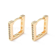 Brass Micro Pave Cubic Zirconia Hoop Earrings, Square, Real 18K Gold Plated, 11.5x2mm(EJEW-P259-08G)