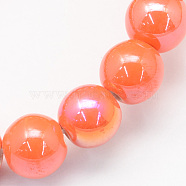 Handmade Porcelain Round Beads, AB Color Plated, Coral, 9mm, Hole: 2mm(PORC-S490-8mm-03)