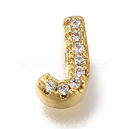 Rack Plating Brass Micro Pave Clear Cubic Zirconia Beads, Long-Lasting Plated, Cadmium Free & Lead Free, Real 18K Gold Plated, Letter, Letter J, 8~9x4~9x3mm, Hole: 0.8mm(KK-G500-30G-J)