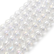 Electroplated Synthetic Quartz Crystal Beads Strands, Faceted Round, AB Color Plated, 10mm, Hole: 1mm, about 39pcs/strand, 15.35''~15.55''(39~39.5cm)(G-Z038-A02-03AB-1)
