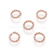 304 Stainless Steel Jump Rings, Open Jump Rings, Twisted, Rose Gold, 8x1.5mm, Inner Diameter: 5mm(STAS-F191-11RG-A)