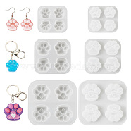 Pandahall 3Pcs 3 Style Paw Print Shape DIY Silicone Molds, Resin Casting Molds, for Chocolate, Candy, UV Resin & Epoxy Resin Craft Making, White, 50~120x54~130x10~16mm, 1pc/style(DIY-TA0005-22)