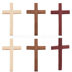 Elite 6Pcs 3 Colors Wooden Cross Wall Decoration, Hand Prayer Holding Cross, Religion, Mixed Color, 120x69.5x9.5mm, 2pcs/color(AJEW-PH0011-06)