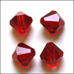 Imitation Austrian Crystal Beads, Grade AAA, K9 Glass, Faceted, Bicone, Dark Red, 10x9~10mm, Hole: 0.9~1.6mm(SWAR-F022-10x10mm-208)