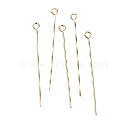 Brass Eye Pins, Lead Free & Cadmium Free, Real 24K Gold Plated, 40x3x0.7mm, Hole: 1.8mm(KK-H502-02G-G)