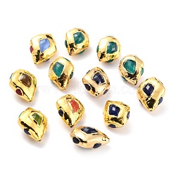 Cat Eye Beads, with Golden Tone Brass Findigs, Rhombus, Mixed Color, 25~29x20~24x13~14.5mm, Hole: 1.2~2mm(CE-B002-04G)