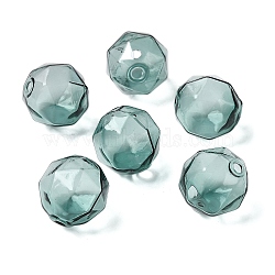 Transparent Glass Beads, Faceted, Round, Dark Cyan, 16x15.5x17mm, Hole: 1.6mm(GLAA-A041-01B-03)