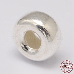 925 Sterling Silver Spacer Beads, Donut, Silver, 3x2mm, Hole: 1mm(X-STER-L063-08A-S)