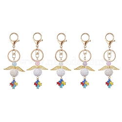 Resin & Alloy Enamel Pendant Keychain, Angel, Mixed Color, 129mm(KEYC-JKC00763)