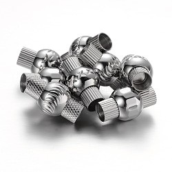 Column 304 Stainless Steel Magnetic Clasps with Glue-in Ends, Stainless Steel Color, 20x11.5mm, Hole: 6mm(STAS-I046-M)