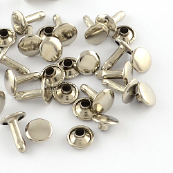 Iron Flat Wooden Box Pull Handle Knobs, Platinum, 12x9mm, Pin: 3mm, 2pcs/sets, about 10000sets/bag(IFIN-R203-36P)