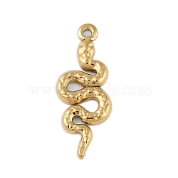 Ion Plating(IP) 304 Stainless Steel Pendants, Snake Charm, Real 18K Gold Plated, 20x8x1.5mm, Hole: 0.9mm(STAS-U019-51G)