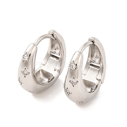 Brass Pave Clear Cubic Zirconia Hoop Earrings for Women, Lead Free & Cadmium Free, Platinum, 16x16x6mm(EJEW-U015-20P)