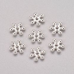 Zinc Alloy Beads Spacers, Cadmium Free & Lead Free, with One Hole, Snowflake, Silver Color Plated, 8.5x2.5mm, Hole: 1.5mm(PALLOY-Q062-S)