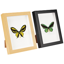 ARRICRAFT 2 Sets 2 Color Natural Wood Photo Frames, Glass Display Pictures, with Plastic Non-Trace Wall Hooks, for Tabletop Display Photo Frame, Rectangle, Mixed Color, 23x18x3.1cm, 1 set/color(DIY-AR0001-45)