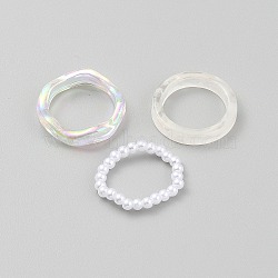 Acrylic Finger Rings for Women, White, 3~5.5mm,US Size 6(16.5mm~18.1mm)(RJEW-WH0031-04B)