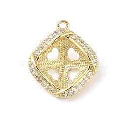 Brass Micro Pave Cubic Zirconia Pendant Bails, Rhombus, Real 18K Gold Plated, 19x17x5.5mm, Hole: 1.5mm, 11mm Inner Diameter(KK-L214-04G)