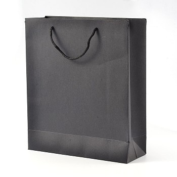 Rectangle Kraft Paper Bags, Gift Bags, Shopping Bags, with Nylon Cord Handles, Black, 40x30x10cm