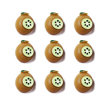 Flatback Resin Cabochons, Kiwi Fruit, for Craft Making, Ornament Scrapbooking DIY Crafts, Coffee, 18.5x15.5x9.5mm