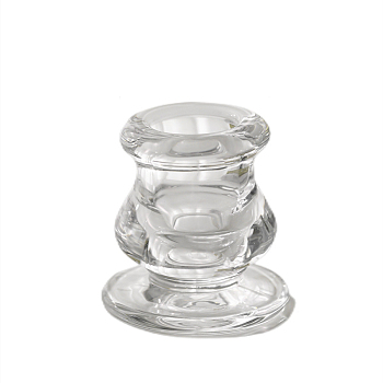 Glass Candlestick Holder, Pillar Candle Centerpiece, Perfect Home Party Decoration, Clear, 5.3x5.6cm