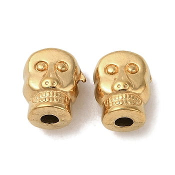 Ion Plating(IP) 304 Stainless Steel Beads, Skull, Golden, 8x6.5x5.5mm, Hole: 1.8mm