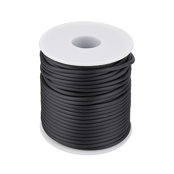 25M Hollow Pipe PVC Tubular Synthetic Rubber Cord, Wrapped Around White Plastic Spool, Black, 3mm, Hole: 1.5mm, about 27.34 Yards(25m)/Roll